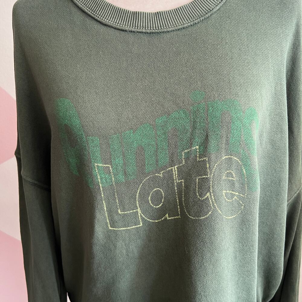 Offline by Aerie Green Graphic Sweatshirt‎ Pullover Cozy Loungewear Medium - Picture 2 of 12